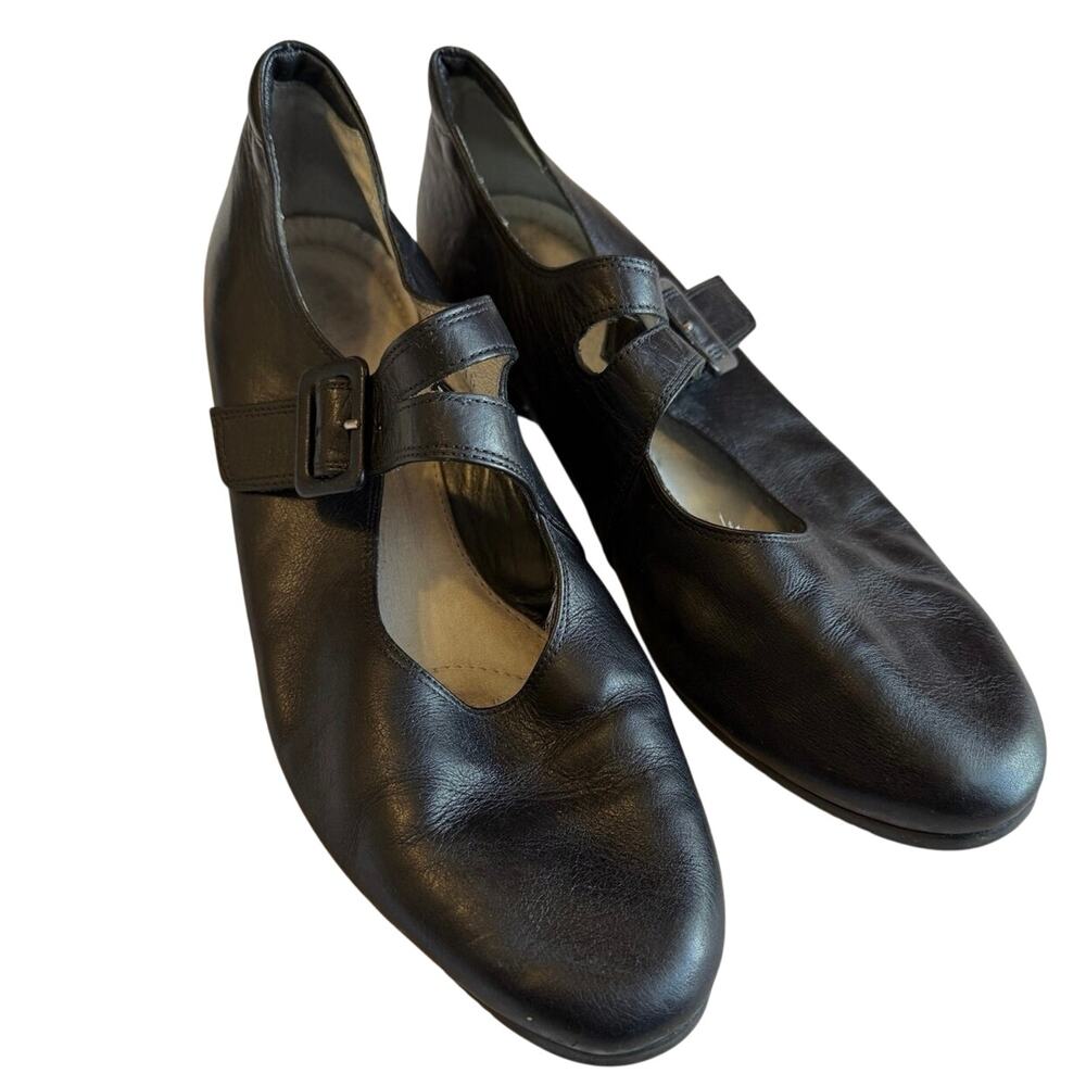 Beautifeel Whimsygoth Black Leather Double Strap Small Heel Maryjane Shoes 42